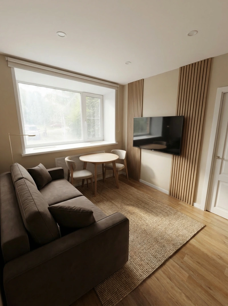 Дизайн интерьера в стиле Минимализм — Гостиная от нейросети RoomGPT