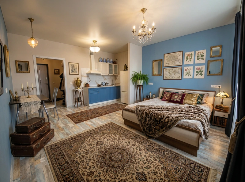 Дизайн гостиной в стиле Эклектика — фото интерьера от нейросети RoomGPT