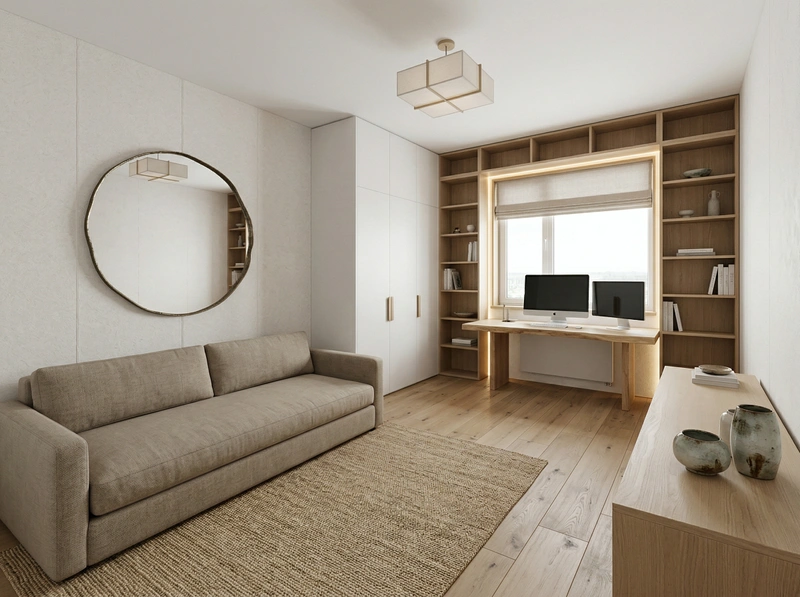 Дизайн гостиной в стиле Japandi — фото интерьера от нейросети RoomGPT