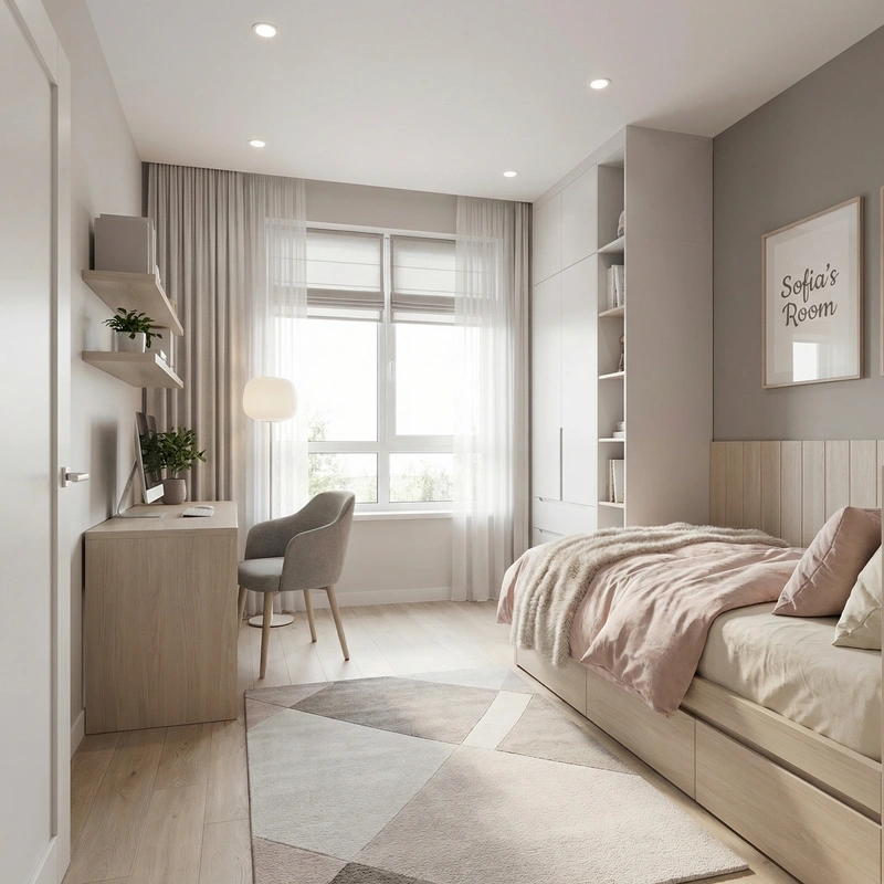 Дизайн детской в стиле Минимализм — фото интерьера от нейросети RoomGPT