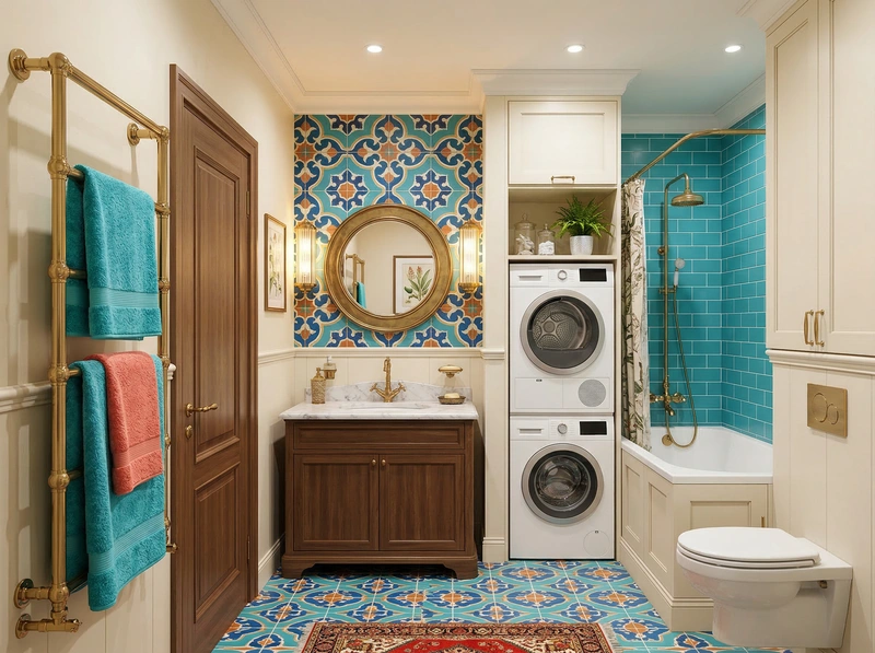 Дизайн ванной в стиле Классика — фото интерьера от нейросети RoomGPT