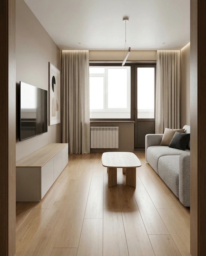 Дизайн интерьера в стиле Минимализм — Гостиная от нейросети RoomGPT