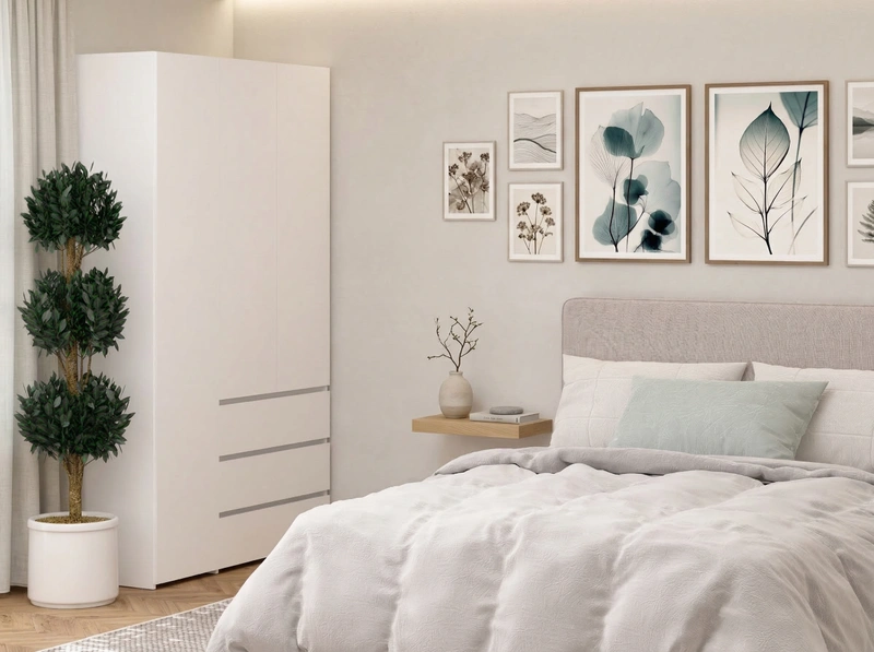 Дизайн спальни в стиле Сканди — фото интерьера от нейросети RoomGPT