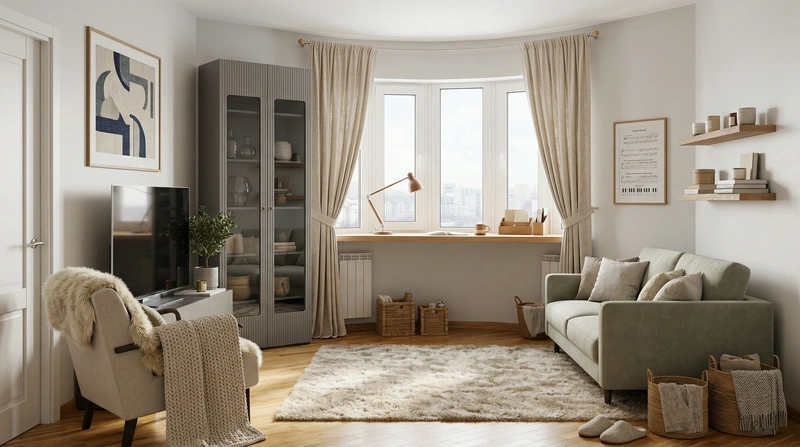 Дизайн интерьера в стиле Хюгге — Гостиная от нейросети RoomGPT