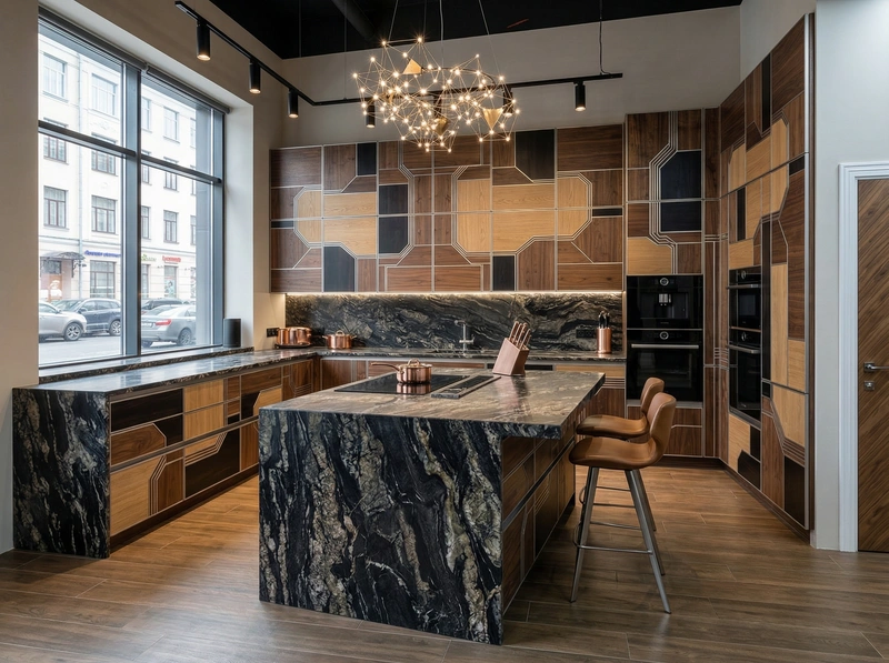 Дизайн кухни в стиле Контемпорари — фото интерьера от нейросети RoomGPT