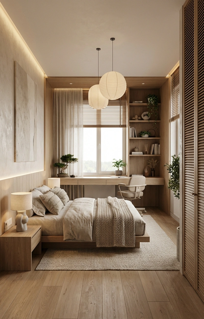 Дизайн детской в стиле Japandi — фото интерьера от нейросети RoomGPT