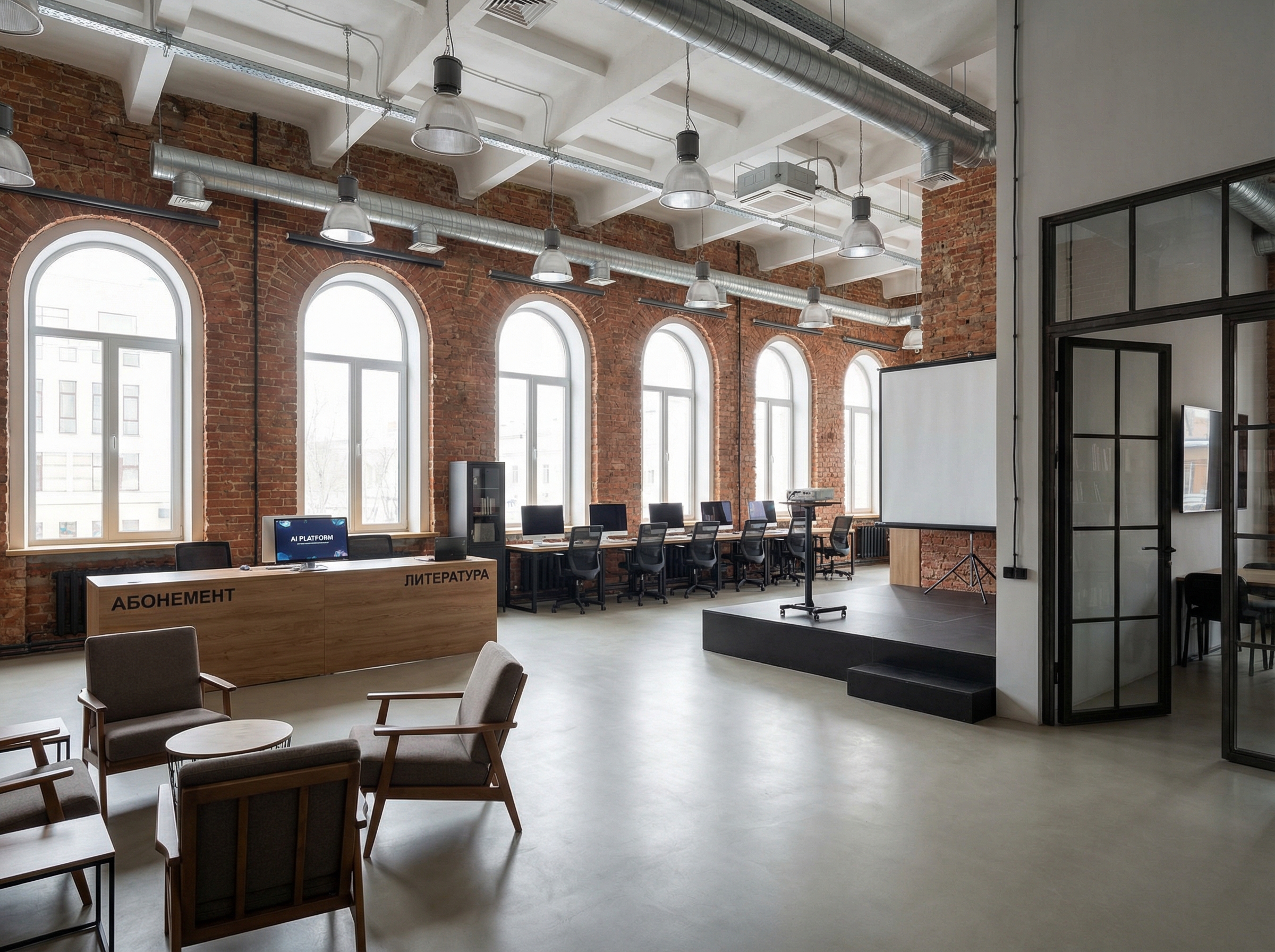 Дизайн гостиной в стиле Лофт — фото интерьера от нейросети RoomGPT