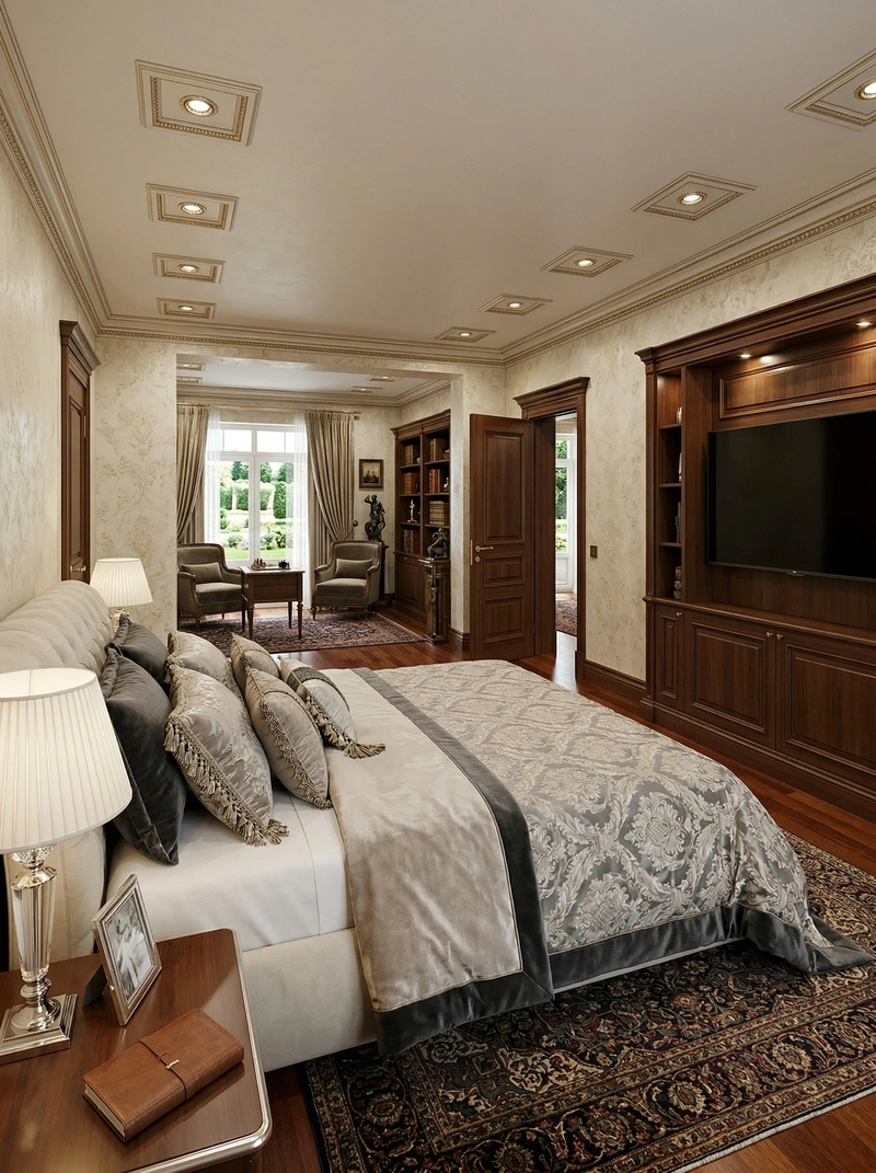 Дизайн спальни в стиле Классика — фото интерьера от нейросети RoomGPT