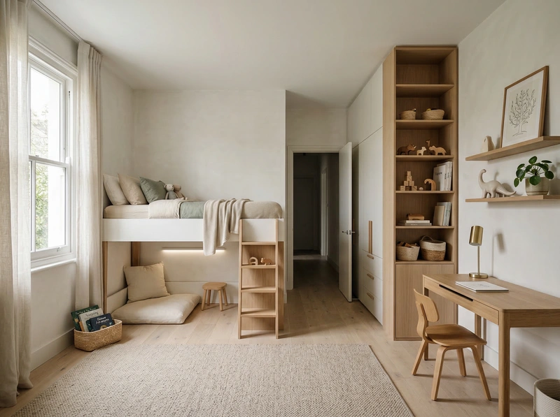 Дизайн детской в стиле Минимализм — фото интерьера от нейросети RoomGPT