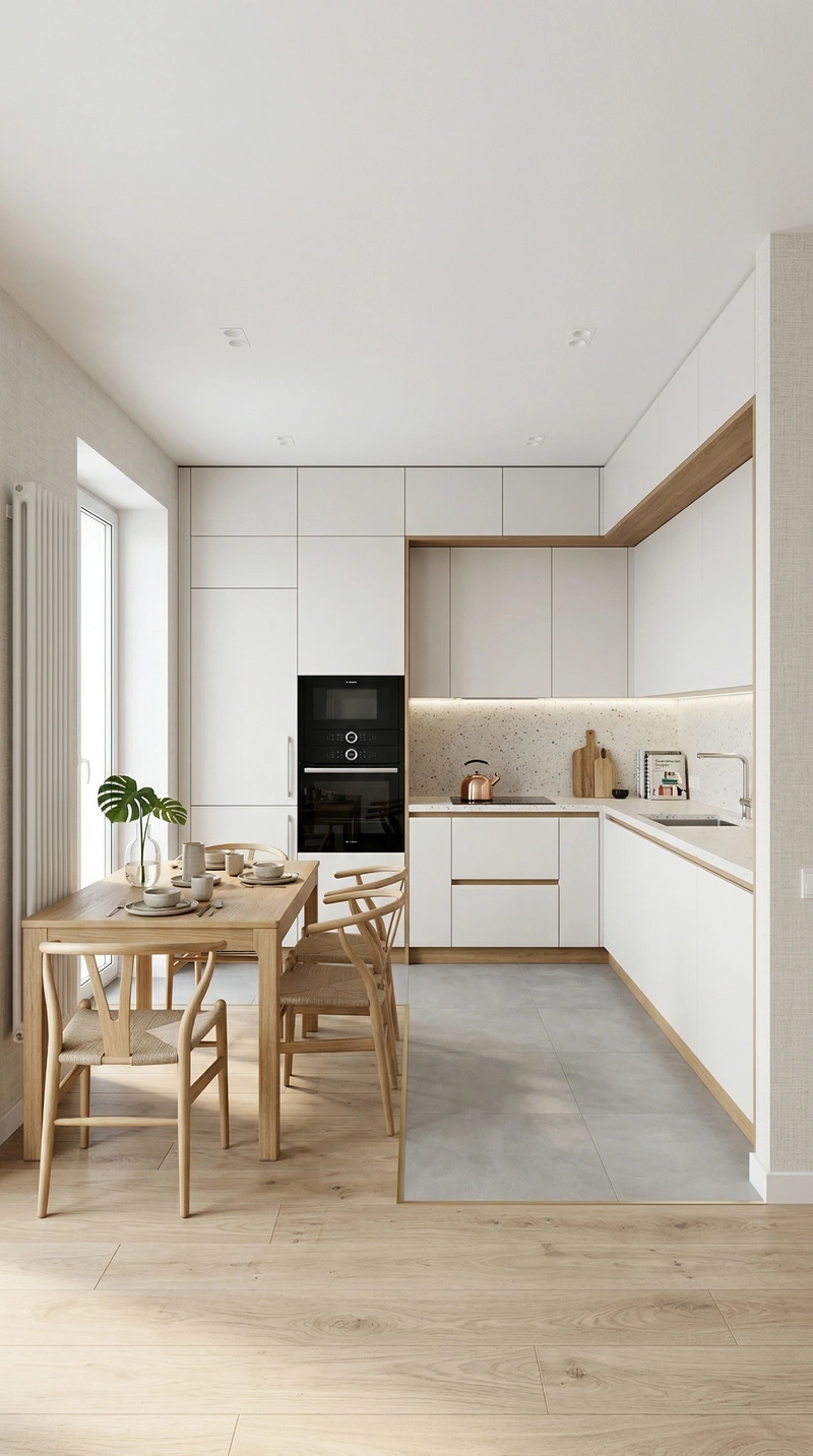 Дизайн кухни в стиле Сканди — фото интерьера от нейросети RoomGPT