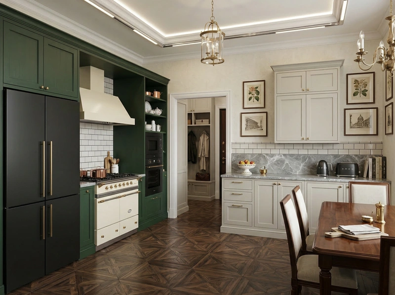 Дизайн кухни в стиле Классика — фото интерьера от нейросети RoomGPT