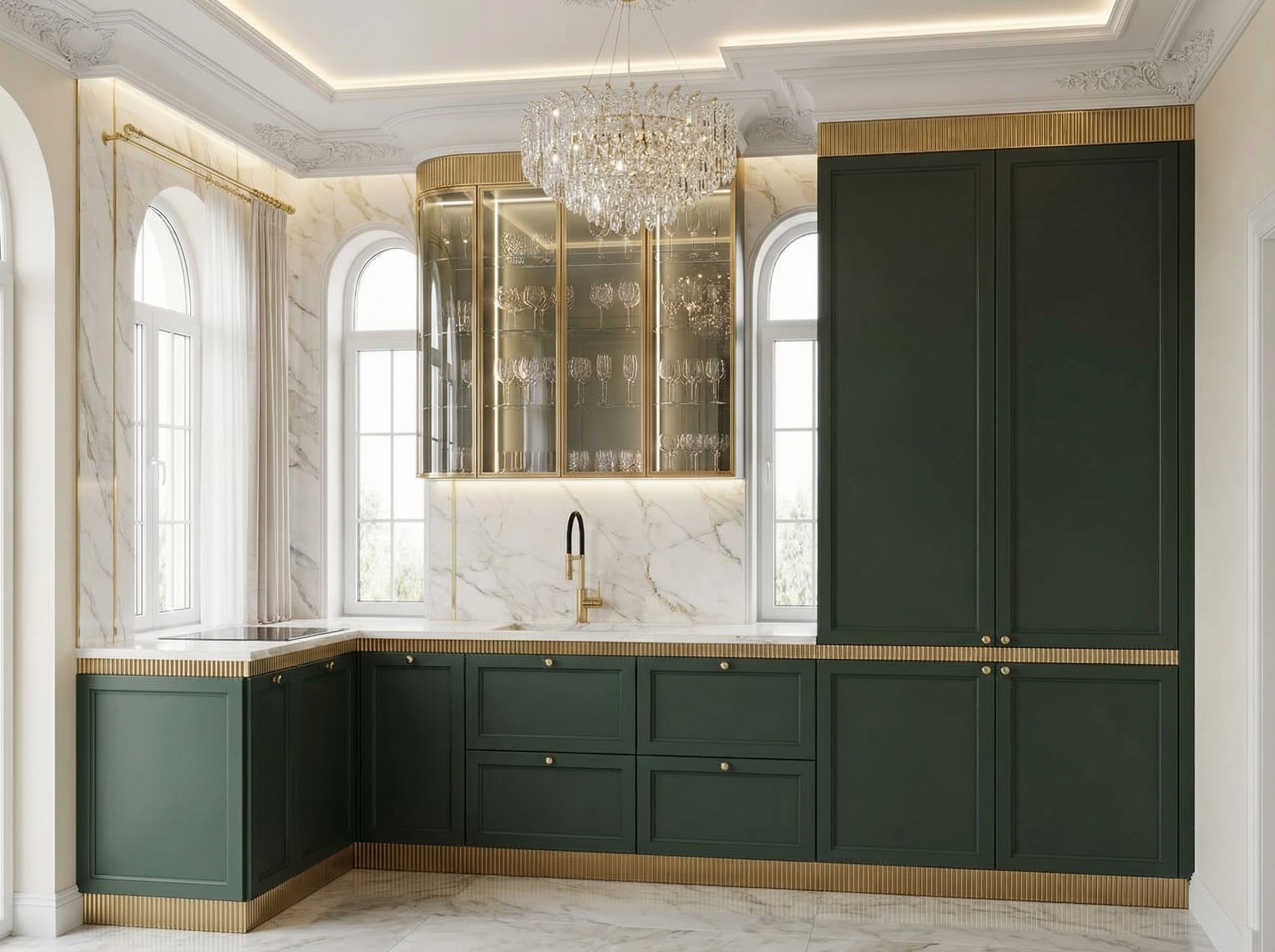 Дизайн кухни в стиле Неоклассика — фото интерьера от нейросети RoomGPT