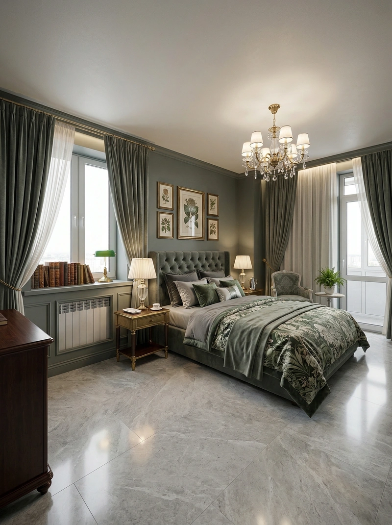 Дизайн спальни в стиле Классика — фото интерьера от нейросети RoomGPT