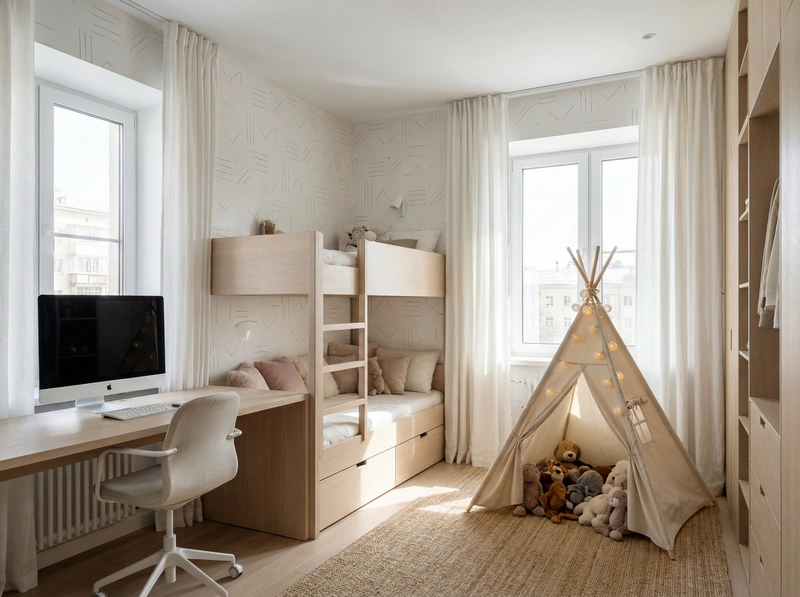 Дизайн интерьера в стиле Хюгге — Детская от нейросети RoomGPT