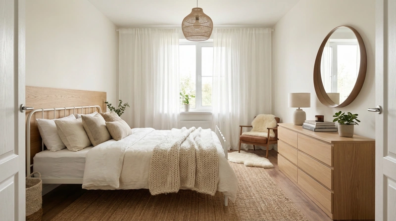 Дизайн интерьера в стиле Сканди — Спальня от нейросети RoomGPT