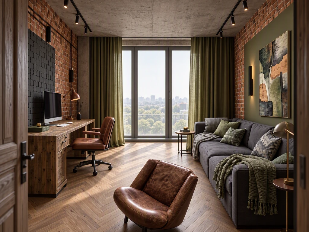 Дизайн кабинета в стиле Лофт — фото интерьера от нейросети RoomGPT