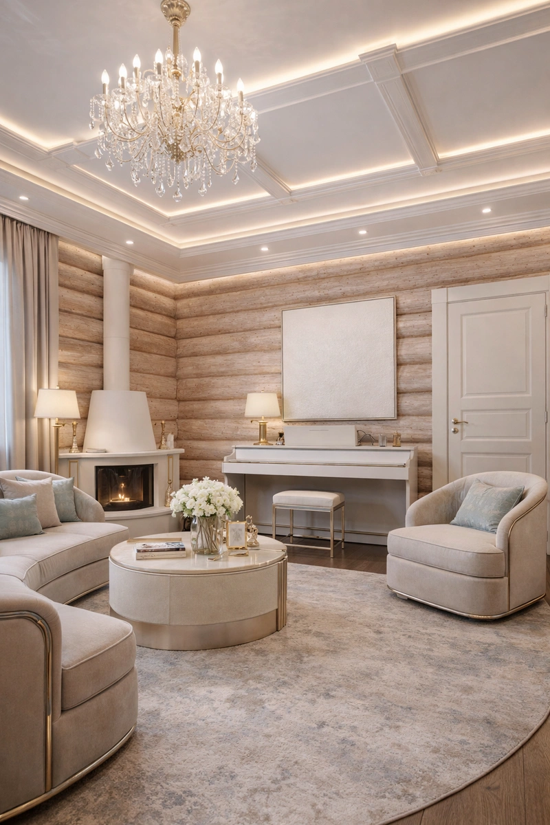 Дизайн интерьера в стиле Неоклассика — Гостиная от нейросети RoomGPT