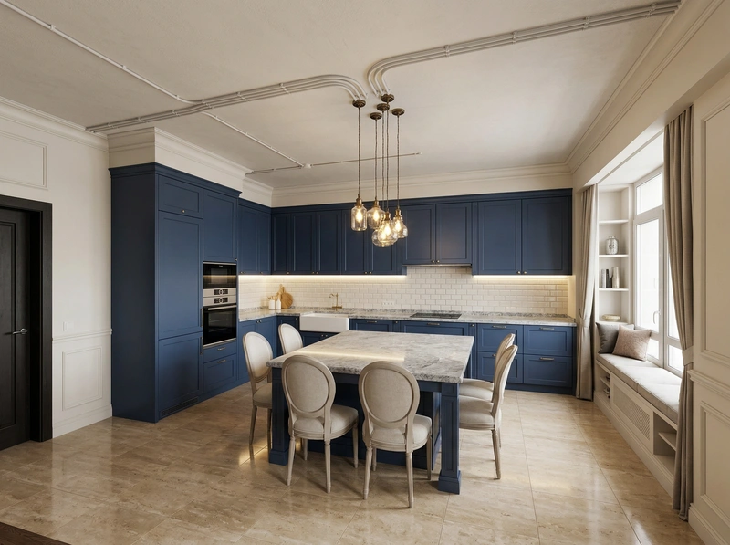 Дизайн интерьера в стиле Классика — Кухня от нейросети RoomGPT