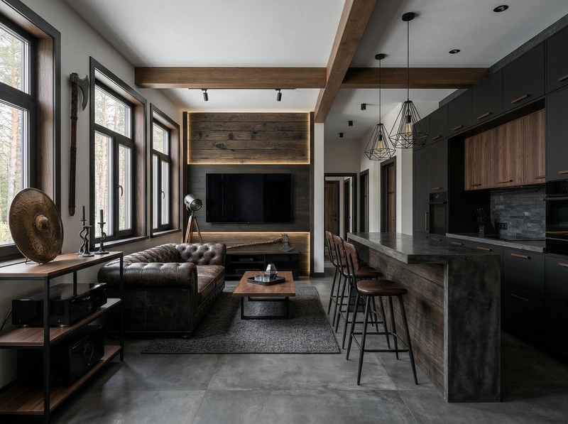 Дизайн интерьера в стиле Блэктэк — Гостиная от нейросети RoomGPT