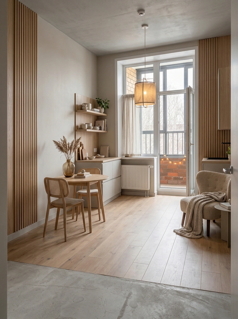 Дизайн кухни в стиле Хюгге — фото интерьера от нейросети RoomGPT