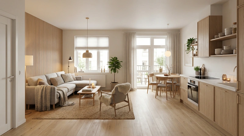 Дизайн интерьера в стиле Хюгге — Кухня от нейросети RoomGPT