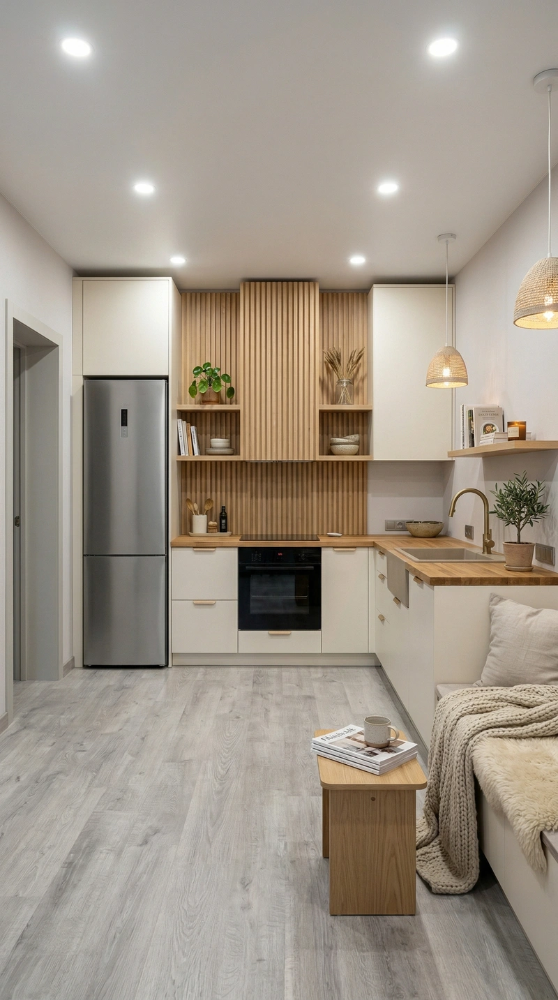 Дизайн кухни в стиле Хюгге — фото интерьера от нейросети RoomGPT