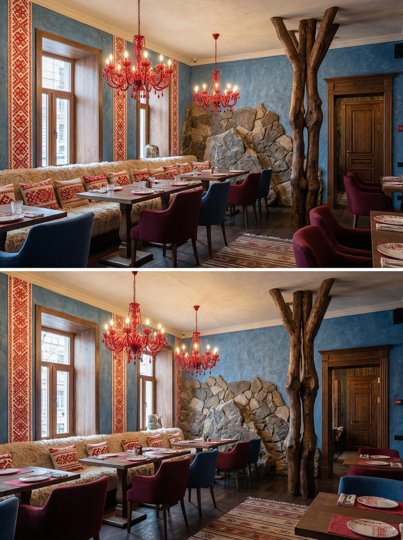 Дизайн кухни в стиле Эклектика — фото интерьера от нейросети RoomGPT