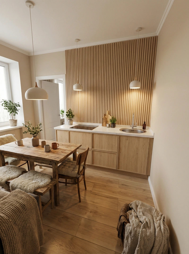 Дизайн интерьера в стиле Хюгге — Кухня от нейросети RoomGPT