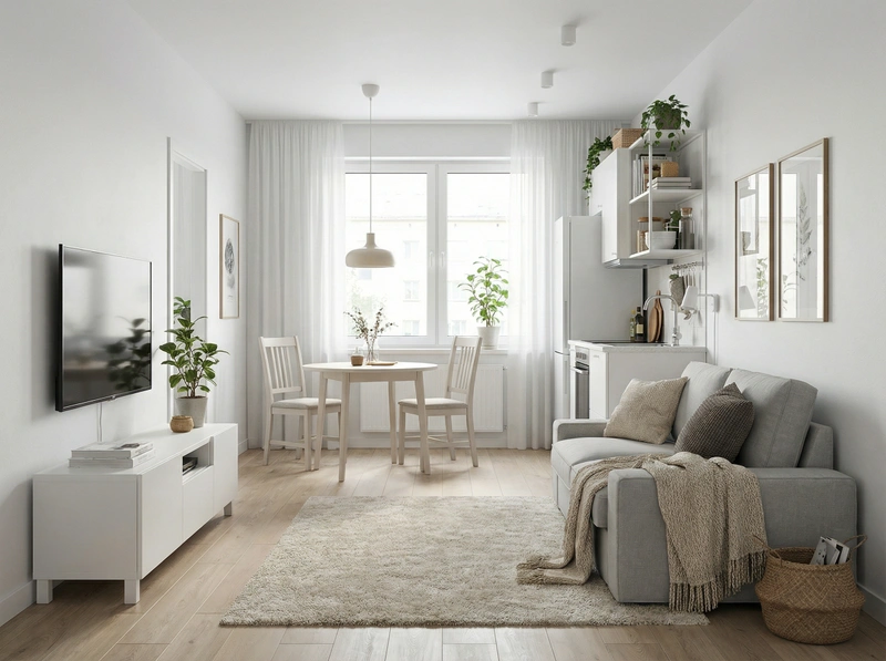 Дизайн интерьера в стиле Хюгге — Гостиная от нейросети RoomGPT