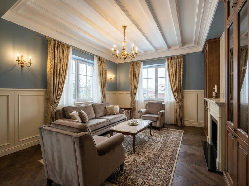 Дизайн интерьера в стиле Классика — Гостиная от нейросети RoomGPT