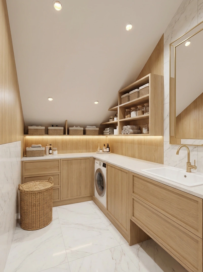 Дизайн ванной в стиле Сканди — фото интерьера от нейросети RoomGPT