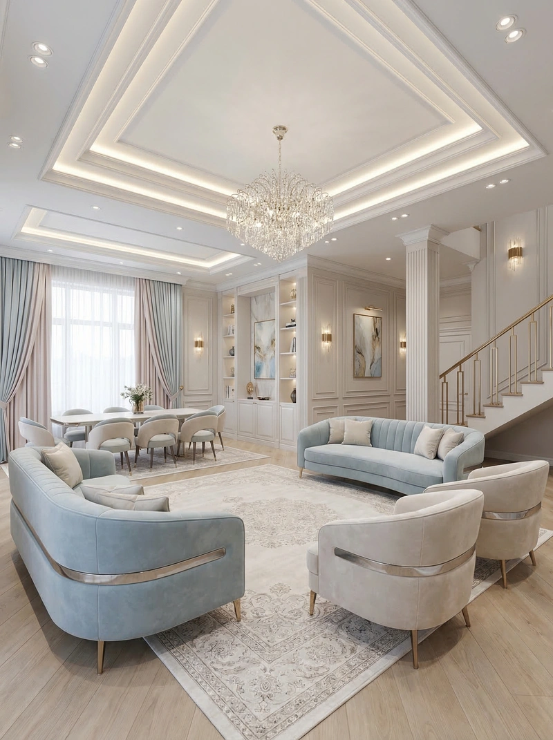 Дизайн интерьера в стиле Неоклассика — Гостиная от нейросети RoomGPT