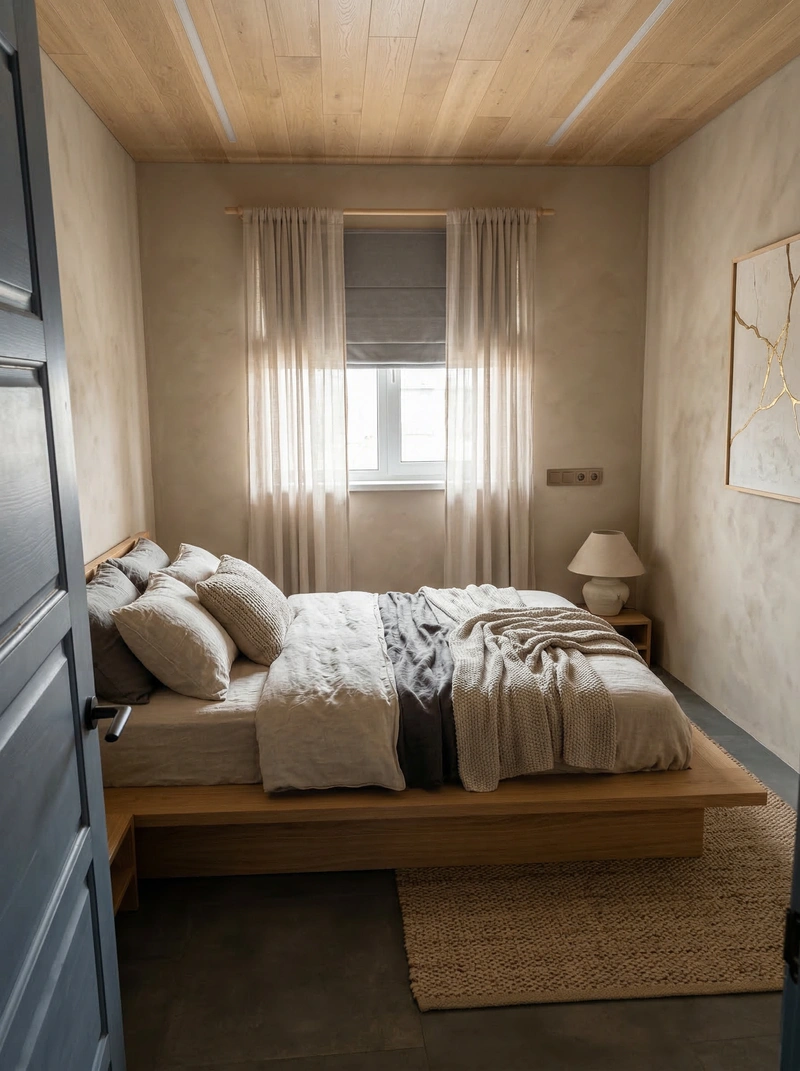 Дизайн спальни в стиле Japandi — фото интерьера от нейросети RoomGPT