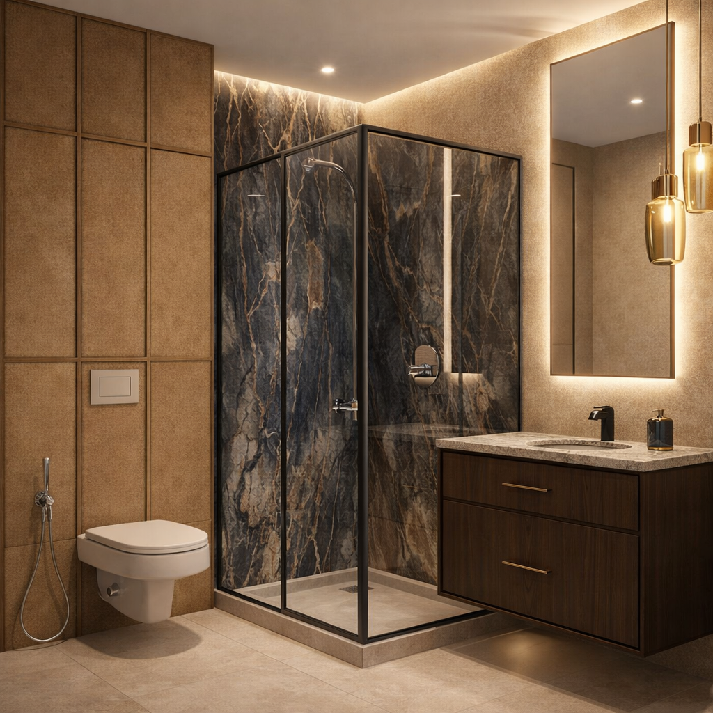 Дизайн ванной в стиле Эклектика — фото интерьера от нейросети RoomGPT