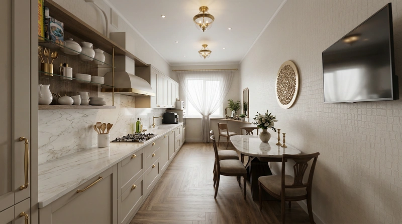 Дизайн интерьера в стиле Классика — Кухня от нейросети RoomGPT