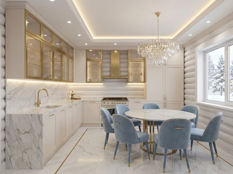 Дизайн интерьера в стиле Неоклассика — Кухня от нейросети RoomGPT