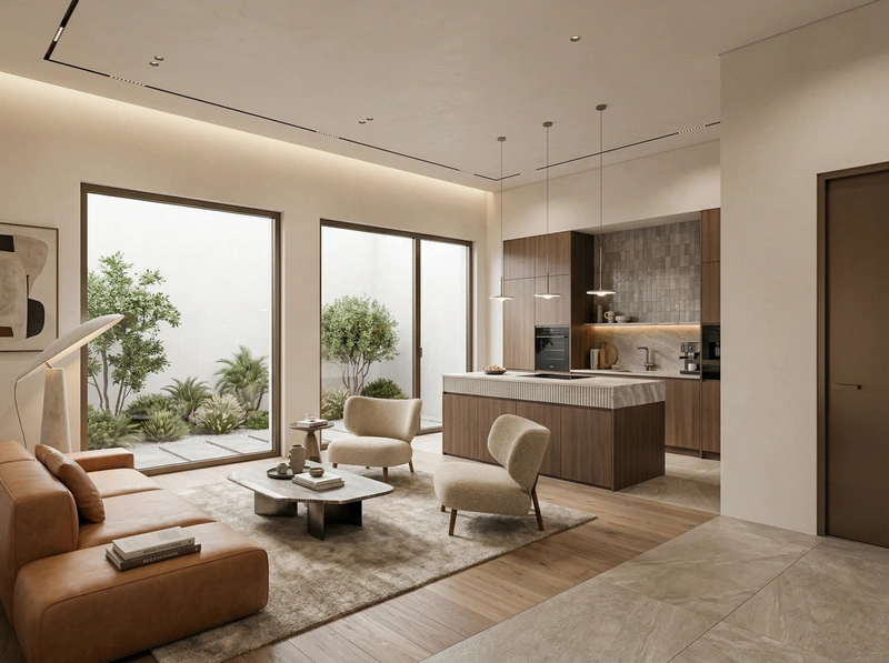 Дизайн гостиной в стиле Контемпорари — фото интерьера от нейросети RoomGPT