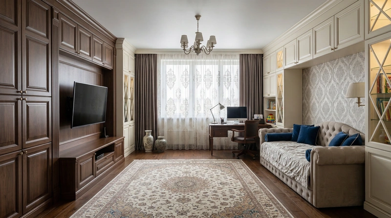 Дизайн интерьера в стиле Классика — Гостиная от нейросети RoomGPT