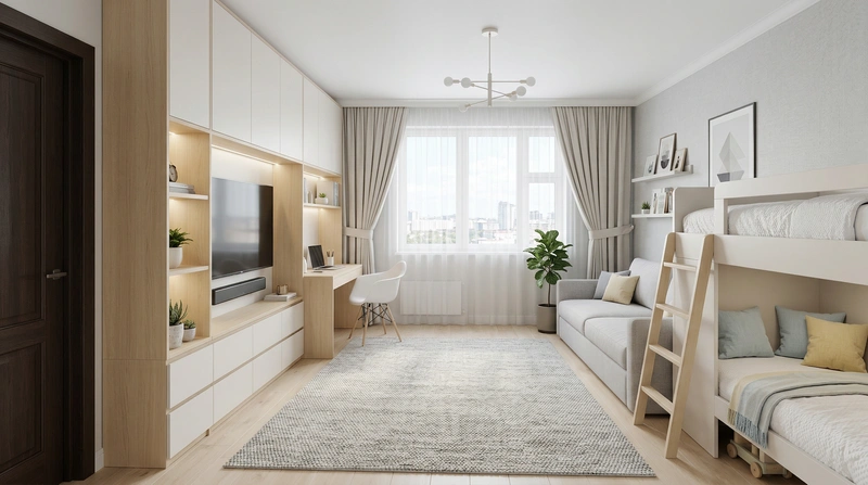 Дизайн интерьера в стиле Сканди — Гостиная от нейросети RoomGPT