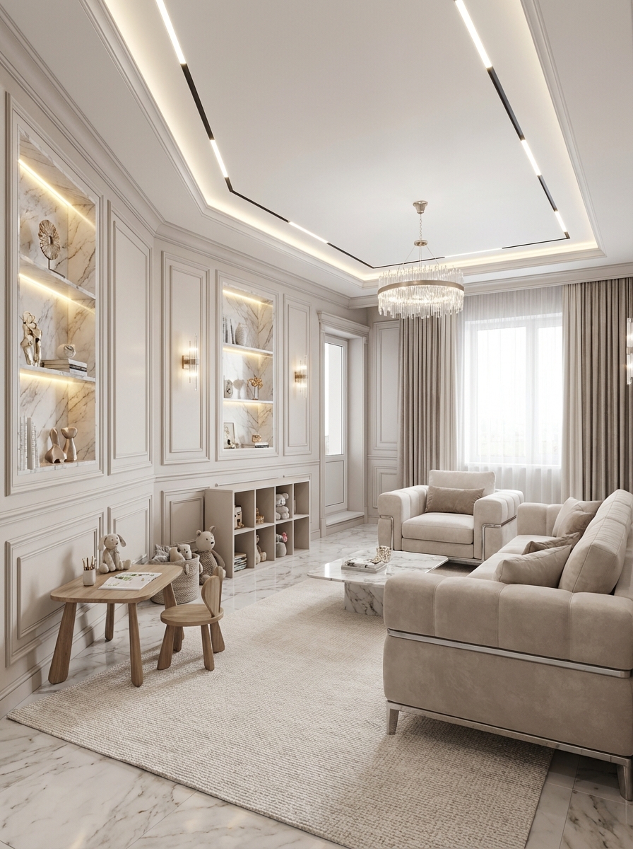 Дизайн гостиной в стиле Классика — фото интерьера от нейросети RoomGPT