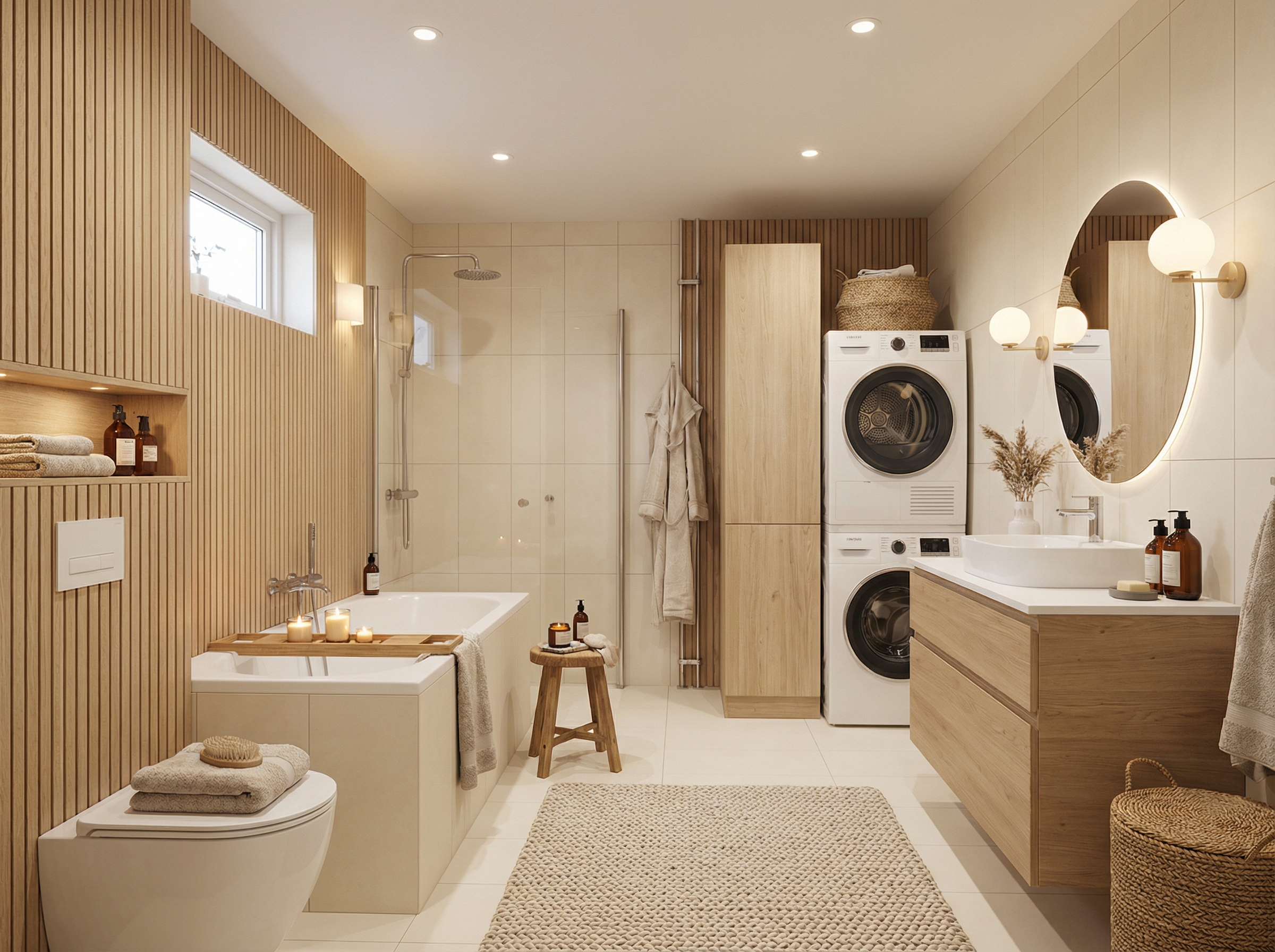 Дизайн ванной в стиле Хюгге — фото интерьера от нейросети RoomGPT