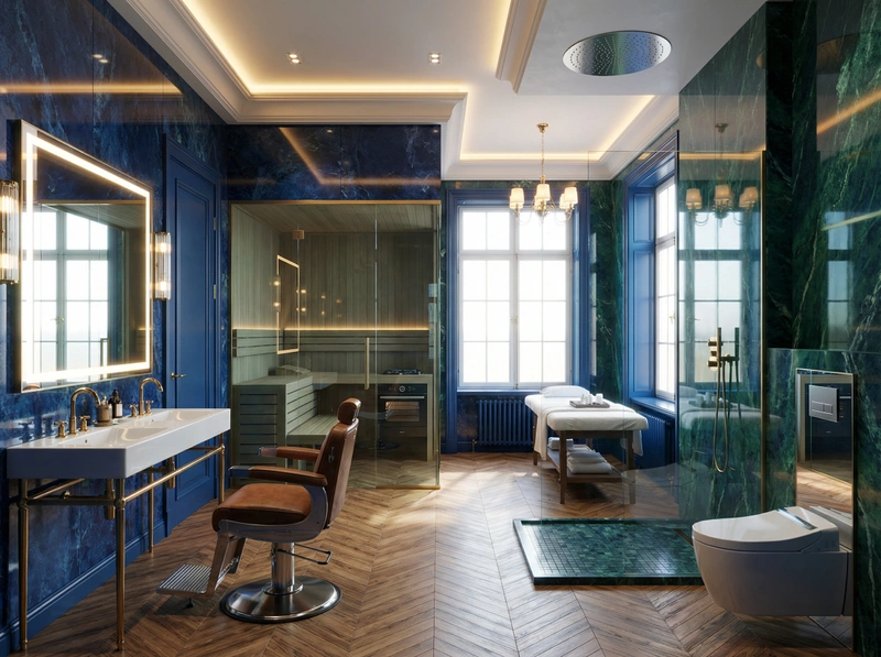 Дизайн ванной в стиле Британский — фото интерьера от нейросети RoomGPT