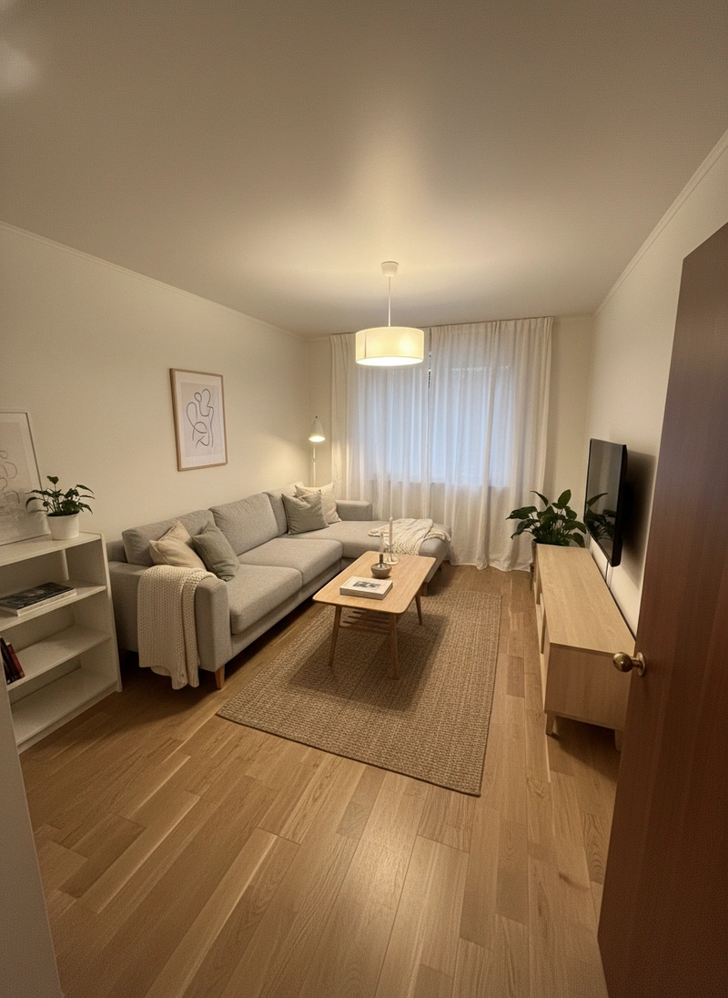 Дизайн интерьера в стиле Хюгге — Гостиная от нейросети RoomGPT