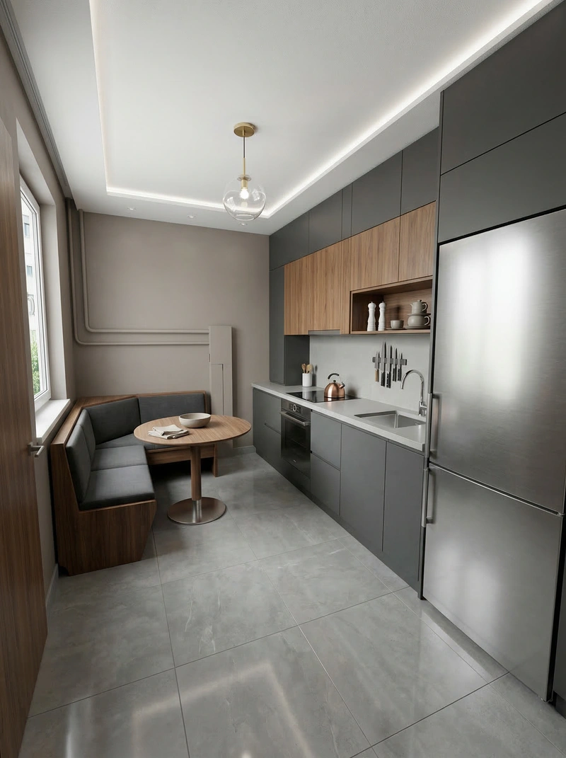 Дизайн интерьера в стиле Минимализм — Кухня от нейросети RoomGPT