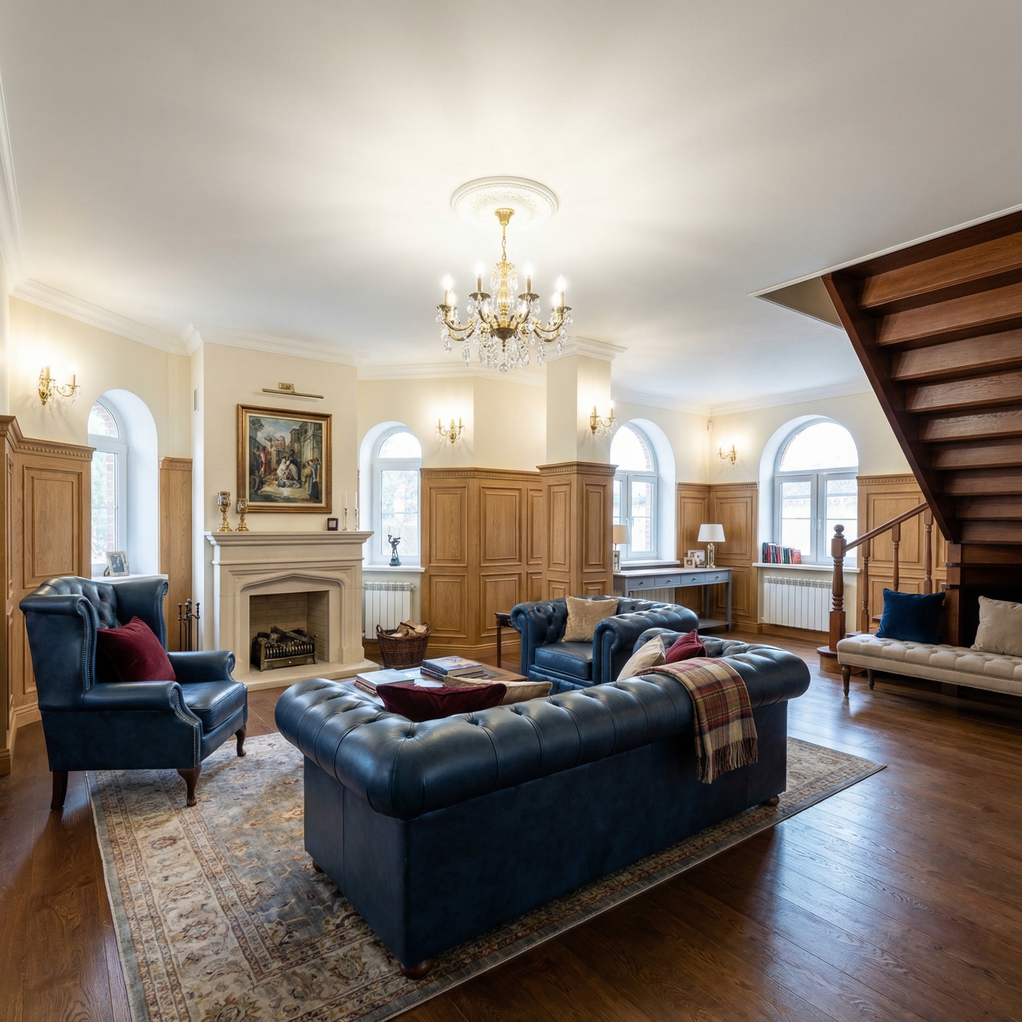 Дизайн гостиной в стиле Британский — фото интерьера от нейросети RoomGPT