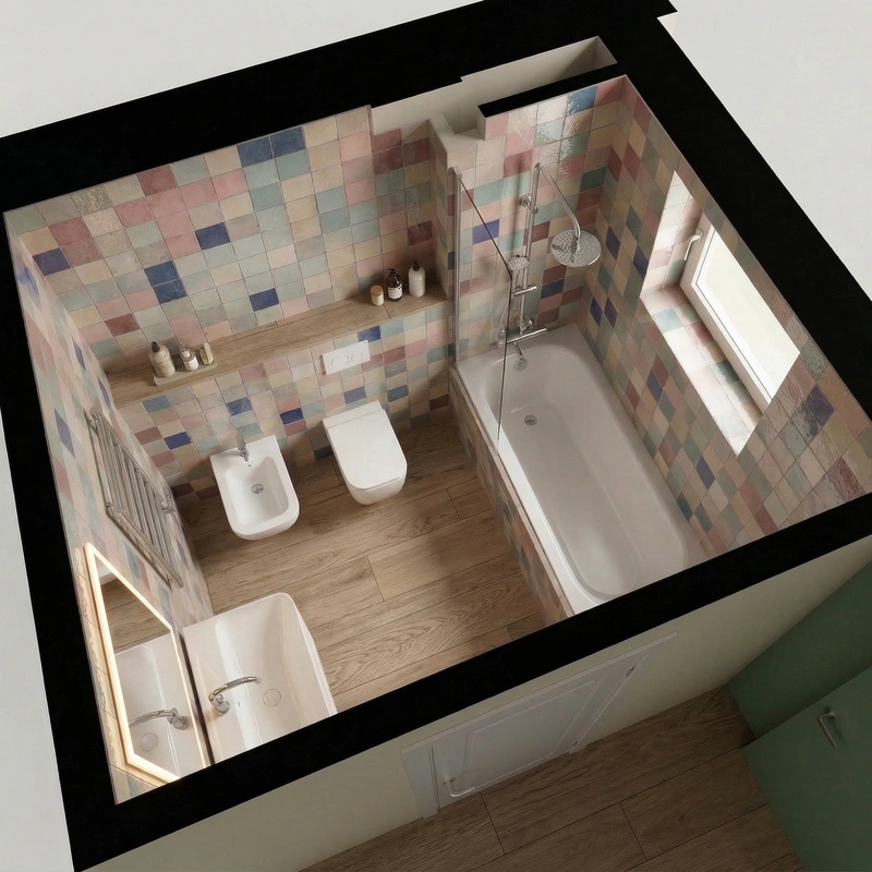 Дизайн ванной в стиле Без стиля — фото интерьера от нейросети RoomGPT