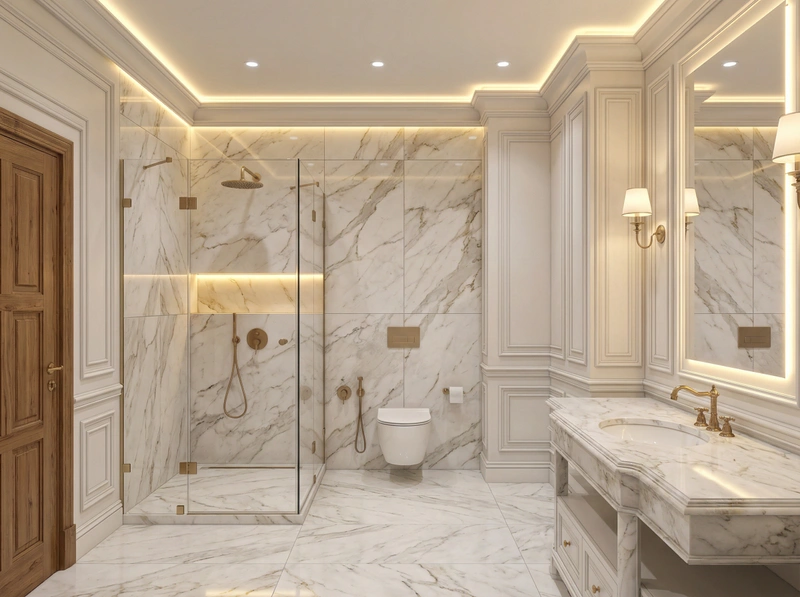 Дизайн интерьера в стиле Классика — Ванная от нейросети RoomGPT