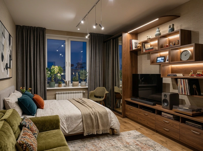 Дизайн интерьера в стиле Эклектика — Гостиная от нейросети RoomGPT