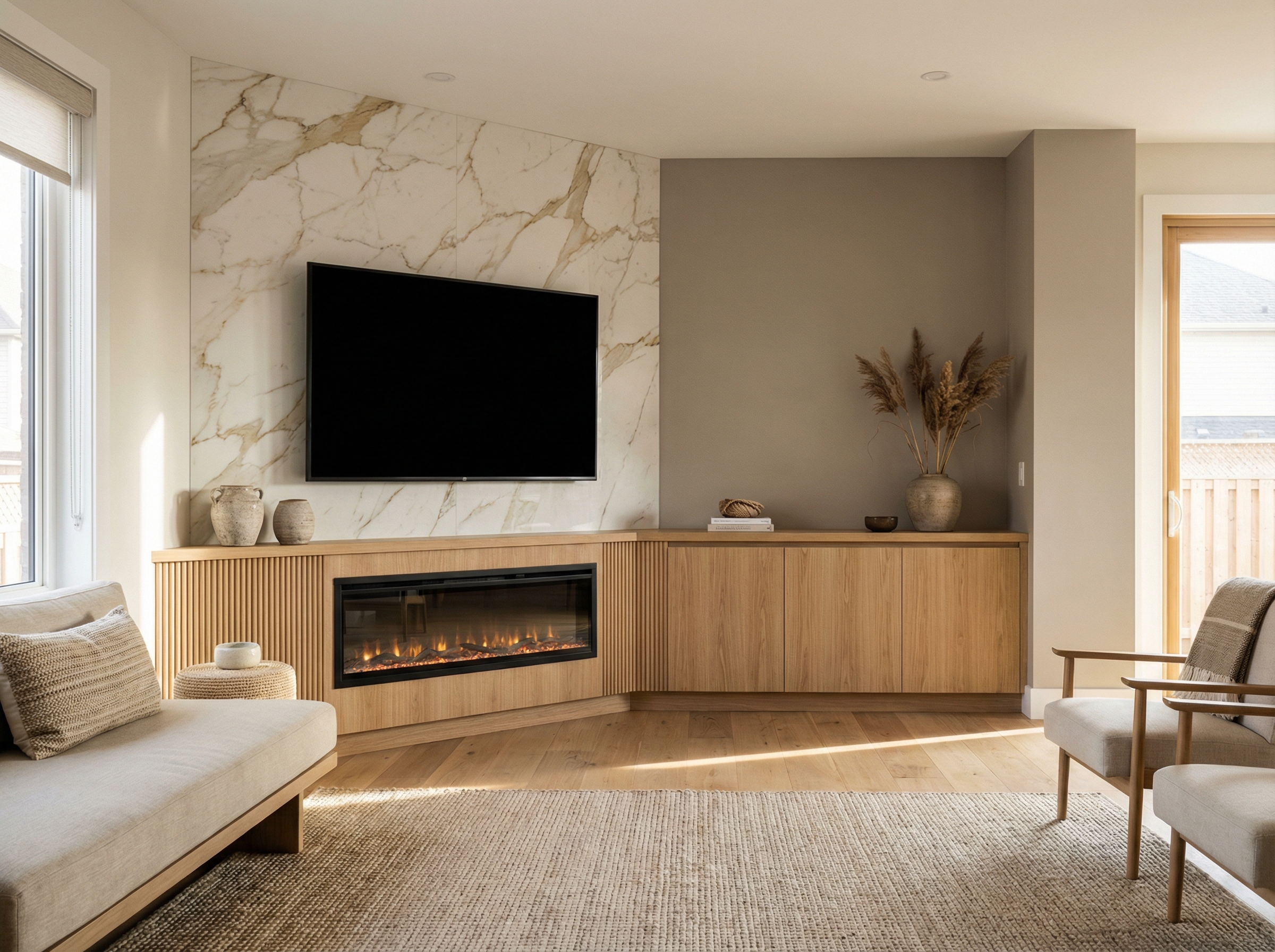 Дизайн гостиной в стиле Japandi — фото интерьера от нейросети RoomGPT