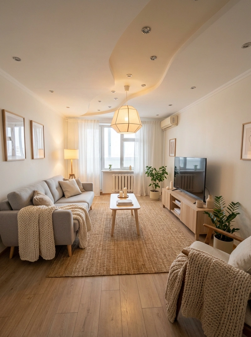 Дизайн интерьера в стиле Хюгге — Гостиная от нейросети RoomGPT